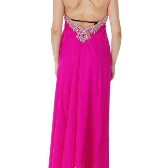 Fuchsia Embellished Halter Cover up Maxi Dress - Picture 2 of 3